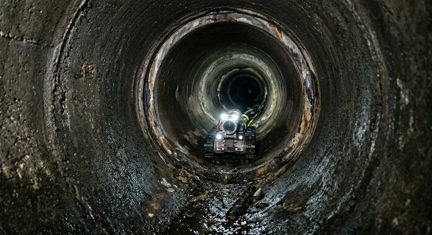 Robotic sewer camera inspecting pipe interior for Drain Snake Service in Kalamazoo